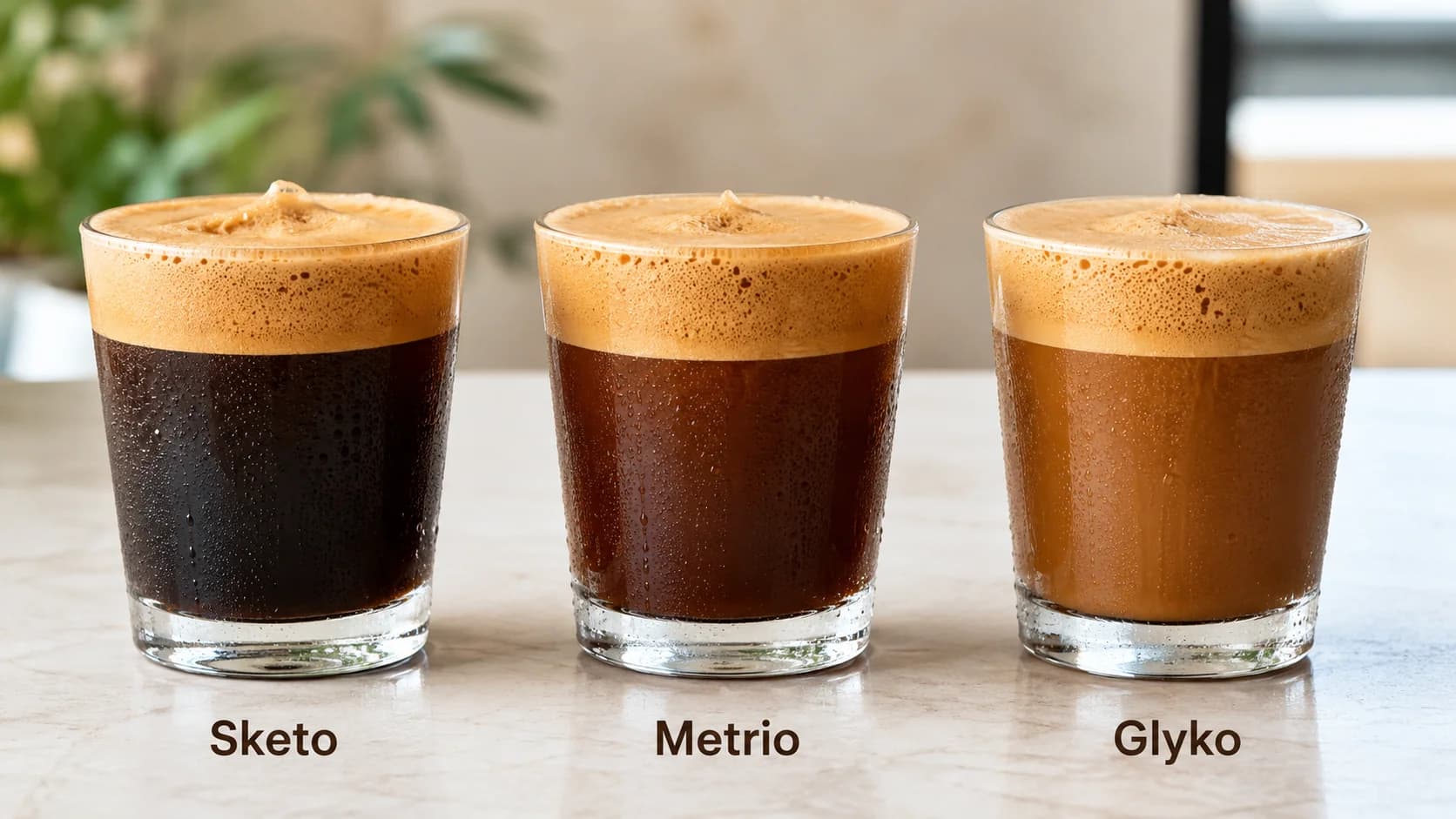 Freddo espresso sweetness comparison for sketo, metrio and glyko orders
