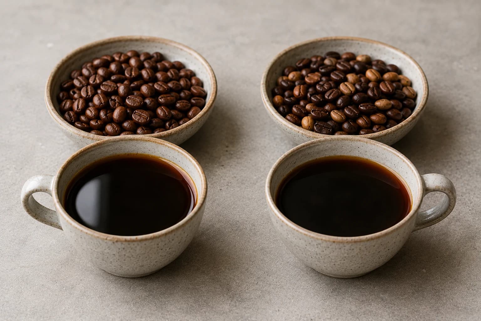Single origin coffee bag, origin map, tasting cup, and pour over setup arranged on a table.
