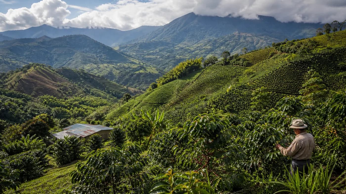 Representative coffee-growing landscape in Colombia