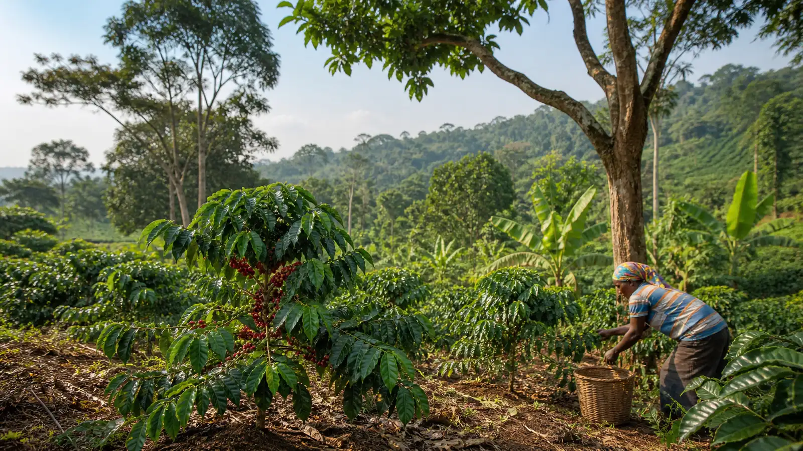 Coffee-growing landscape representing Côte d’Ivoire coffee