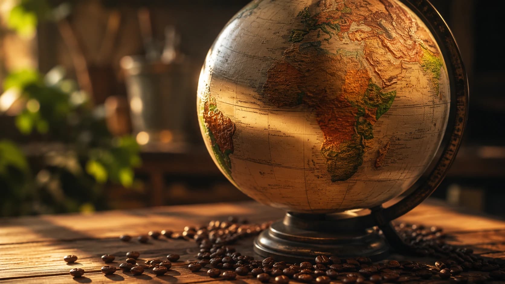 Coffee belt globe visual showing the tropical zone where coffee grows