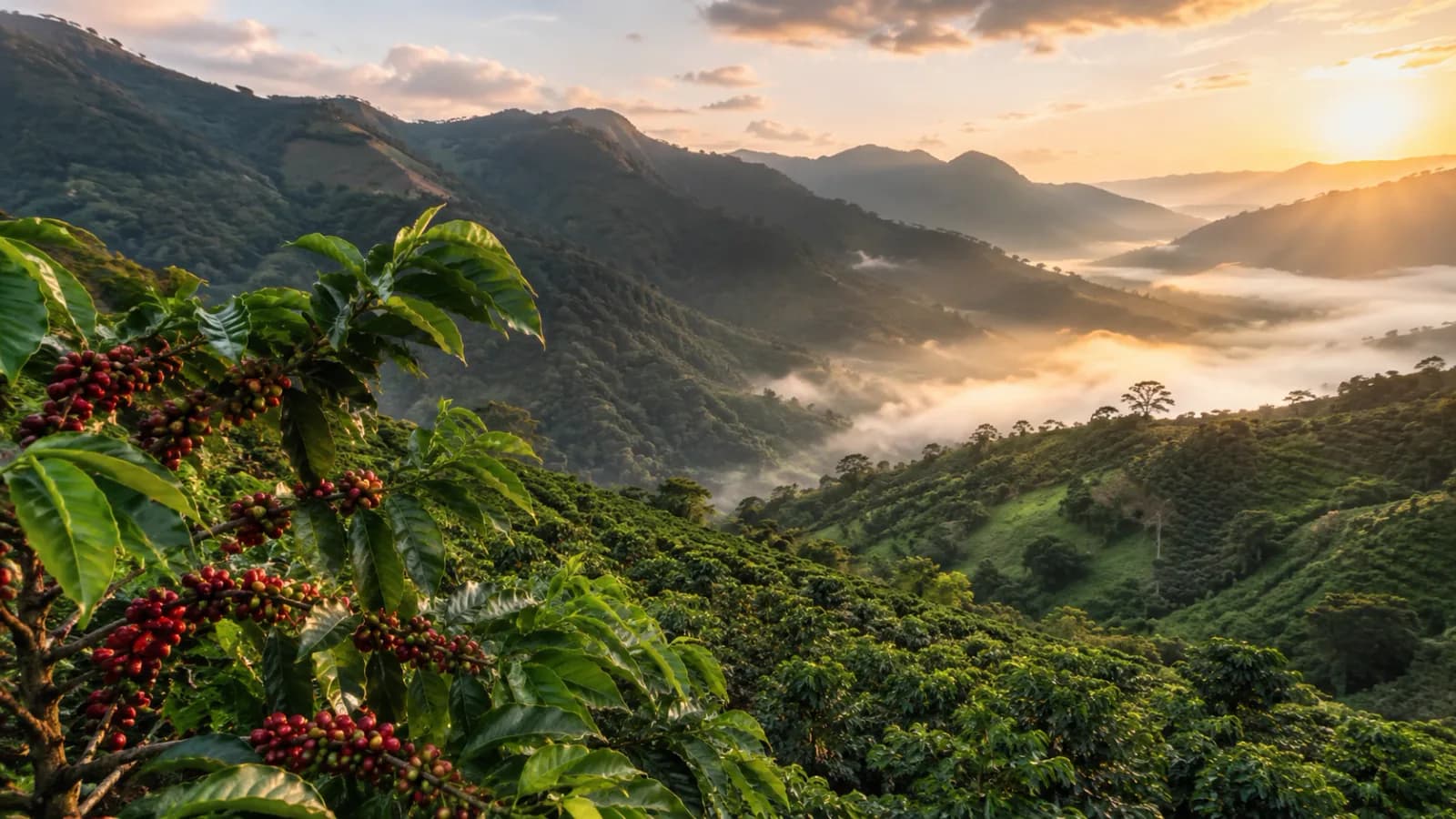 High-altitude coffee farm on a mountain slope