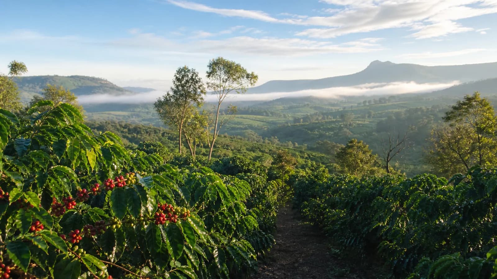 Coffee-growing landscape representing Laos coffee