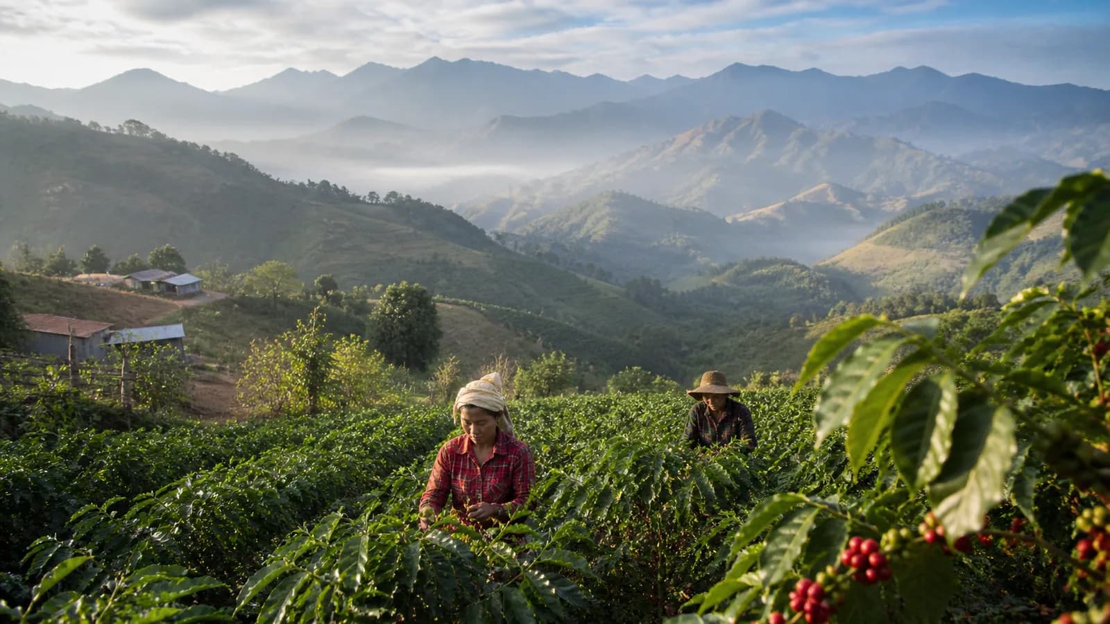 Coffee-growing landscape representing Myanmar coffee