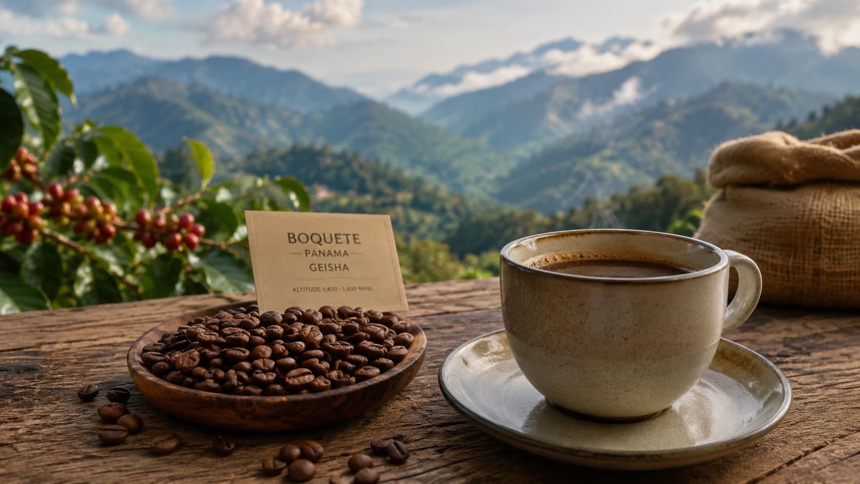 Boquete coffee farms and mountain growing landscape