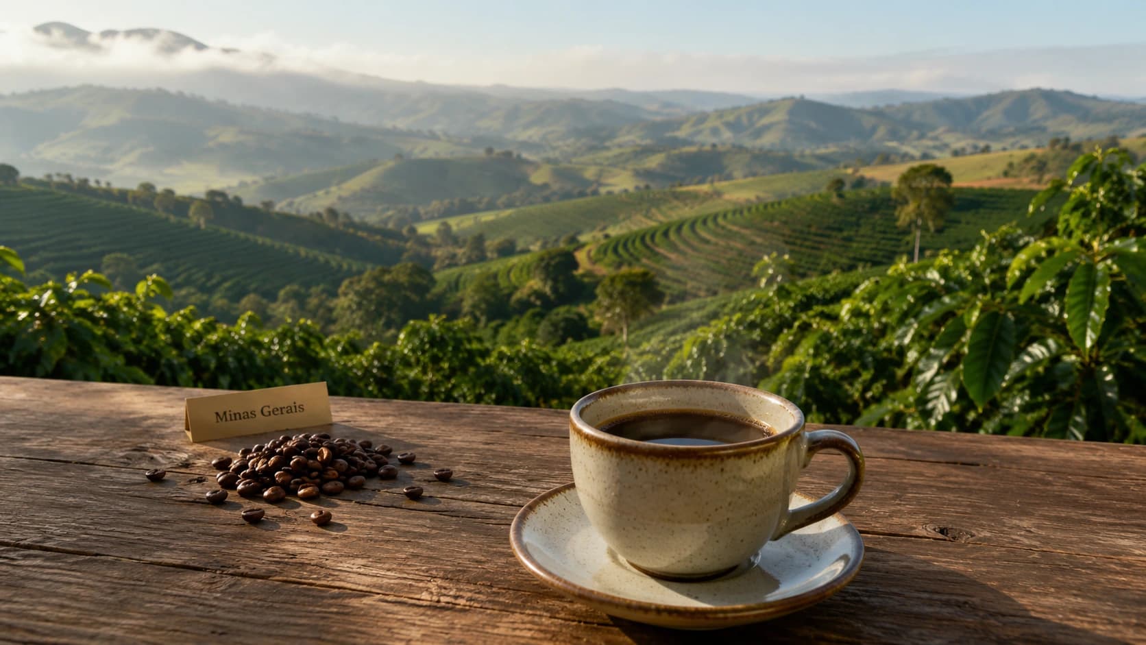 Coffee farms across the varied highland landscape of Minas Gerais, Brazil