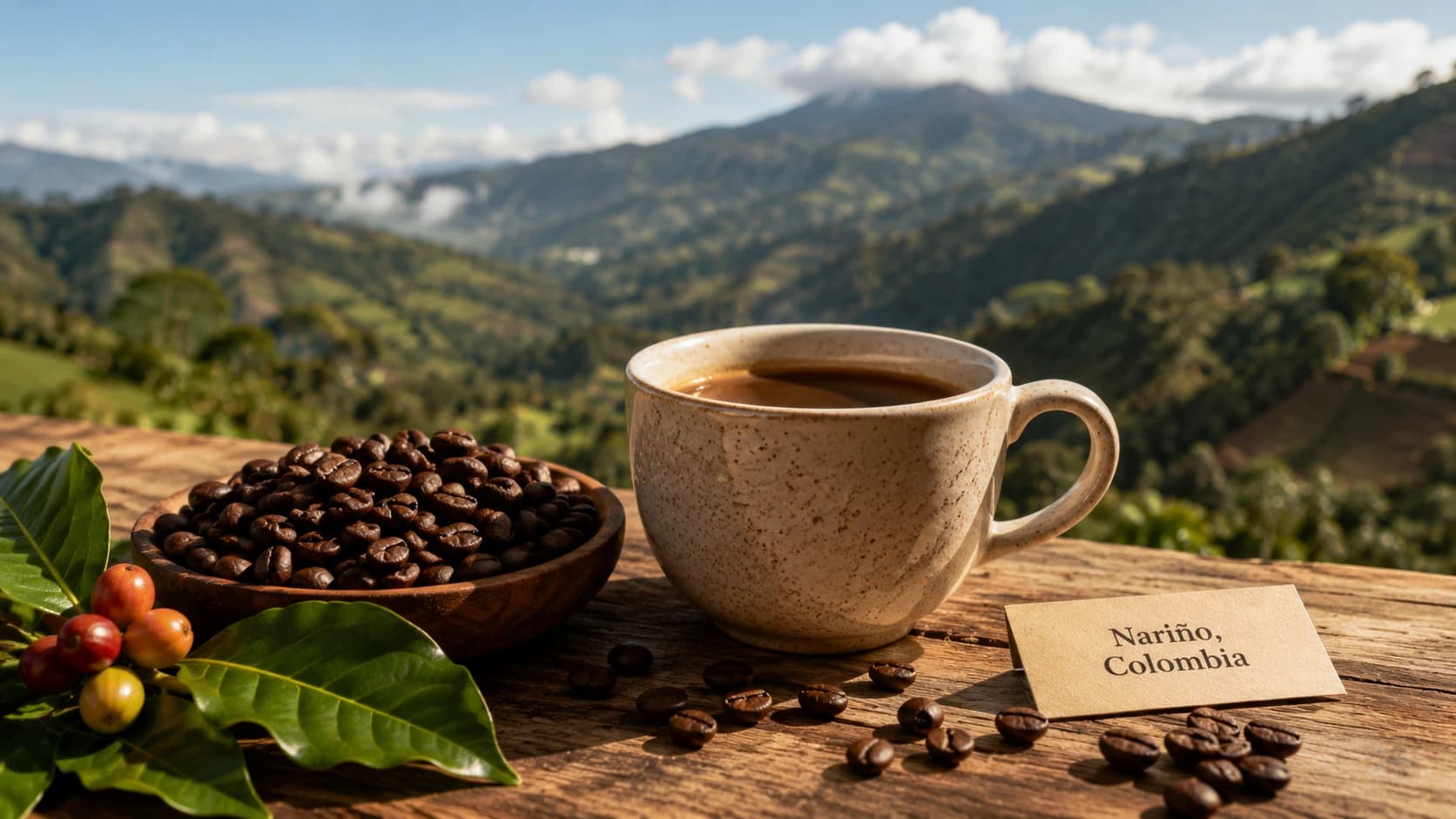 Nariño coffee farms and mountain growing landscape