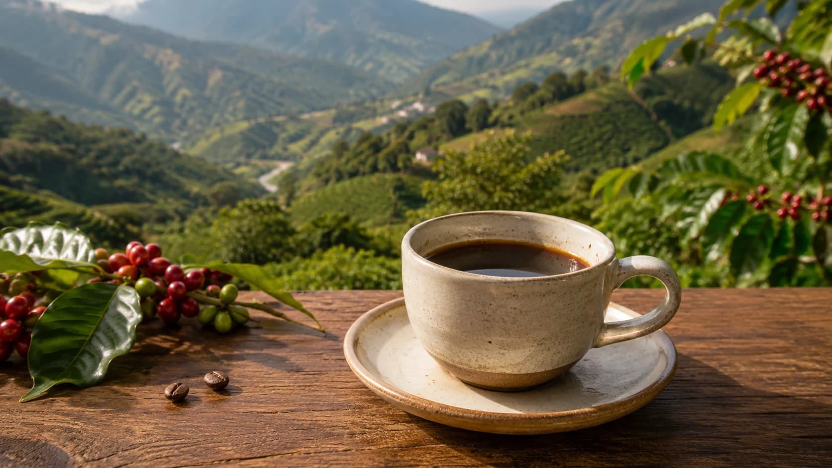 Representative mountain coffee landscape in Tolima, Colombia