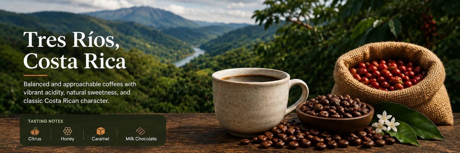 Tres Rios coffee landscape in Costa Rica