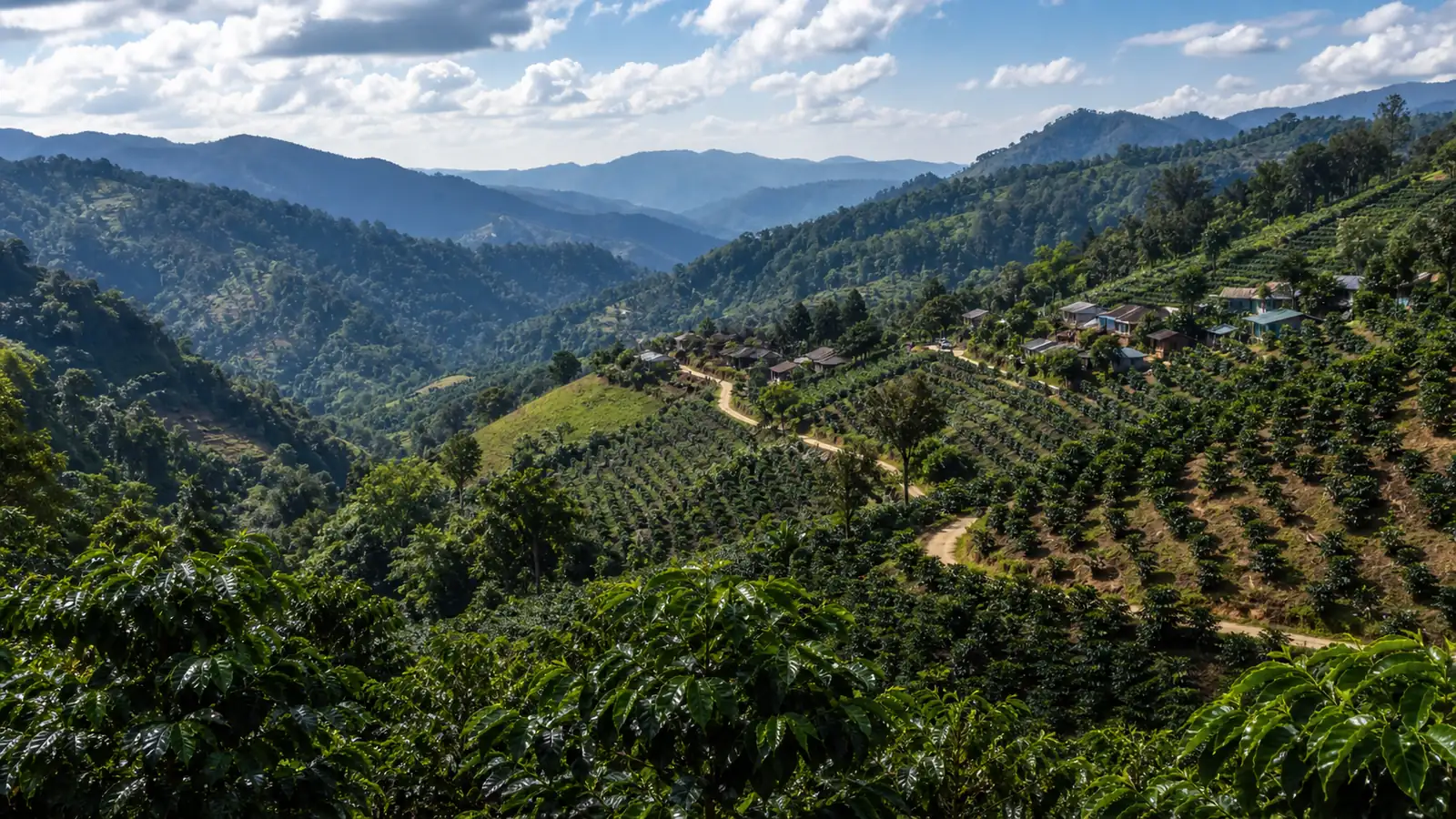 Coffee-growing landscape representing Thai coffee